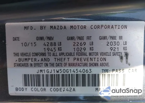 2016 Mazda Mazda6 I Grand Touring from USA, damaged, VIN JM1GJ1W50G1454063